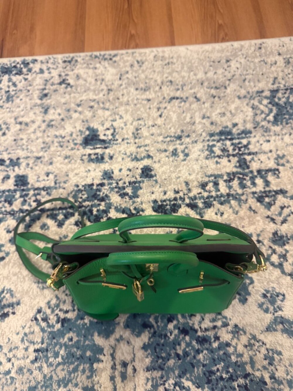 Ainifeel Green Leather Tote Bag - Picture 5 of 10
